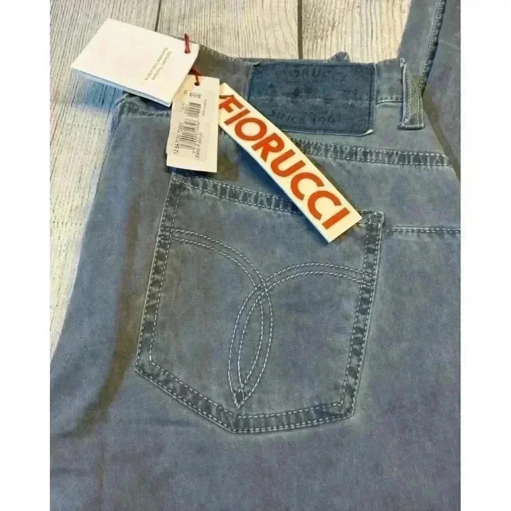 FIORUCCI Women's Push Up‎ Jeans Faded Blue Low Rise Italia Designer Luxury Soft